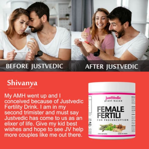 Juistvedic female fertili drink mix after before use image