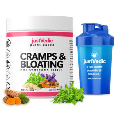 Justvedic Cramps & Bloating Drink Mix and Shaker
