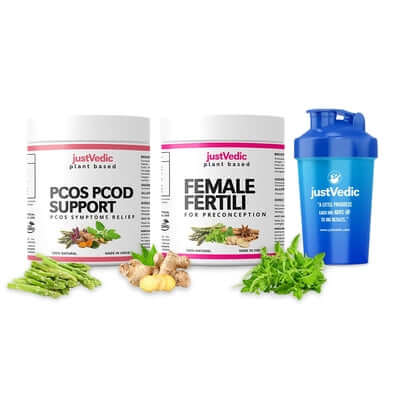 Justvedic Female PCOS-PCOD Fertlity Drink Mix and Shaker