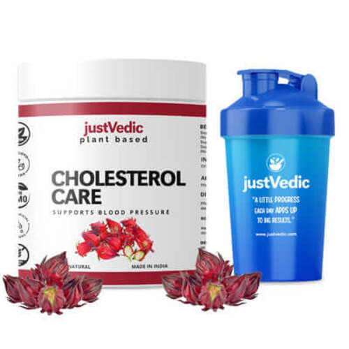 Justvedic Cholesterol Care Drink Mix Jar and Shaker - cholesterol control drink - cholesterol cutter drink - cholesterol weight loss drink
