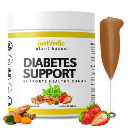 Diabetes support drink mix with frother