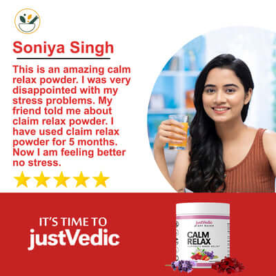 Justvedic Calm Relax drink Use by Soniya Singh  - calm powder for anxiety - relaxing drinks for anxiety