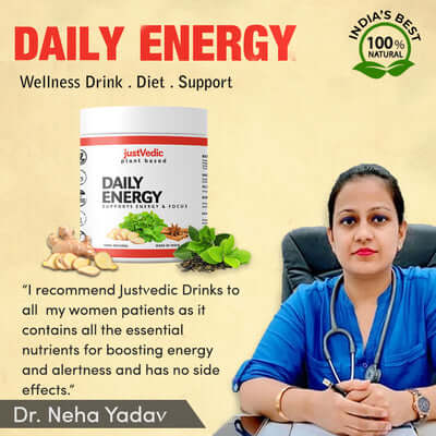 Justvedic Daily Energy Drink Mix Recommend by Dr. Neha Yadav