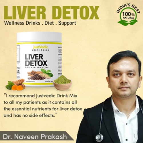 Justvedic Liver Detox Drink Mix Recommend by Dr. Naveen Prakash - drinks to help cleanse liver - good liver detox drinks