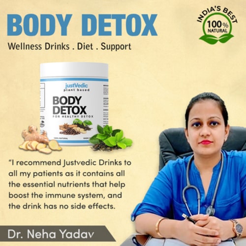 Justvedic Body Detox Drink Mix recommended by Dr. Neha Yadav