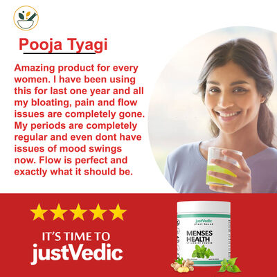 Justvedic Menses Health Drink used by Pooja Tyagi