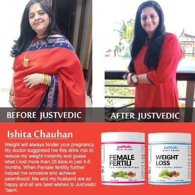 Justvedic Fertility and Weight Loss Drink Mix Combo used by Ishita Chauhan