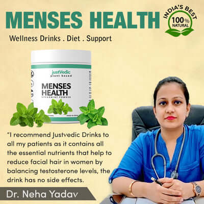 Justvedic Menses Health Drink Mix Jar approved by doctor neha yadav