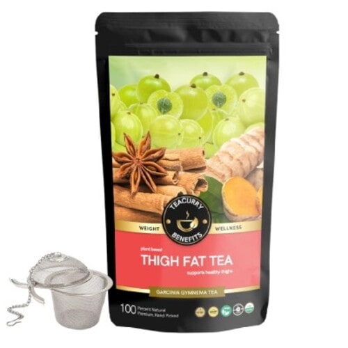 Teacurry Thigh Fat Burn Tea Pouch with Infuser - fastest way to lose thigh fat - thigh tea - to reduce thigh fat