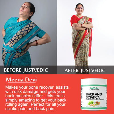 Justvedic Back and Sciatica Support Drink Mix used by Meena Devi