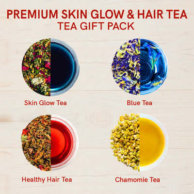 4 types of teas in skin & hair gift box