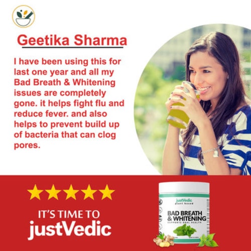Justvedic Bad Breath & Whitening Drink MIX Review by Geetika Sharma - best whitening powder - organic whitening powders - breath powder
