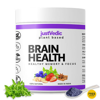Justvedic Brain Health Drink Mix Jar - brain drinks - brain boost powder