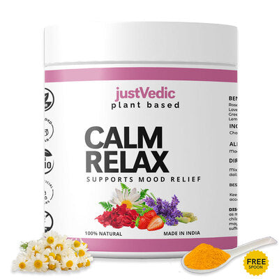 Justvedic Clam Relax Drink Mix Jar - herbal drinks for anxiety - drinks that help with anxiety