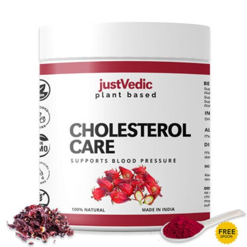 Justvedic Cholesterol Care Drink Mix Jar - natural drink to lower cholesterol - cholesterol weight loss - cholesterol lowering drinks