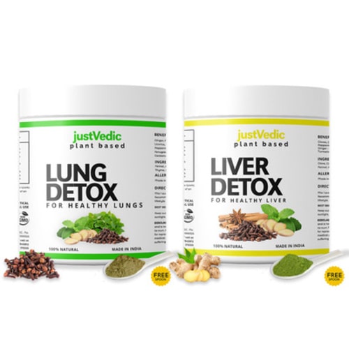 Justvedic Lung and Liver Detox Drink Mix Combo Jar