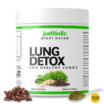 Justvedic Lung Detox Drink Mix Jar - lung detox for smokers - lung cleanse for smokers - lungs cleanse