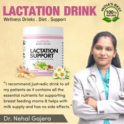 Justvedic Lactation Support Drink Jar Recommend by Dr. Nehal Gajera