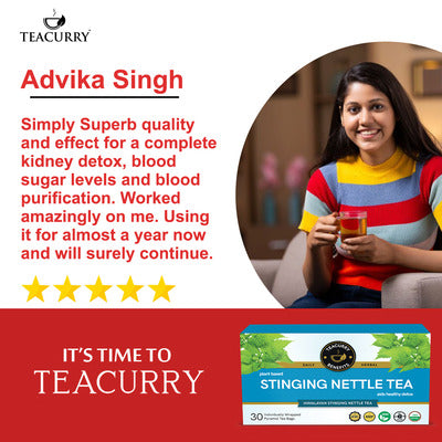Teacurry Stinging Nettle Tea used by Advika Singh - nettle leaf herbal tea - nettle tea for hair regrowth