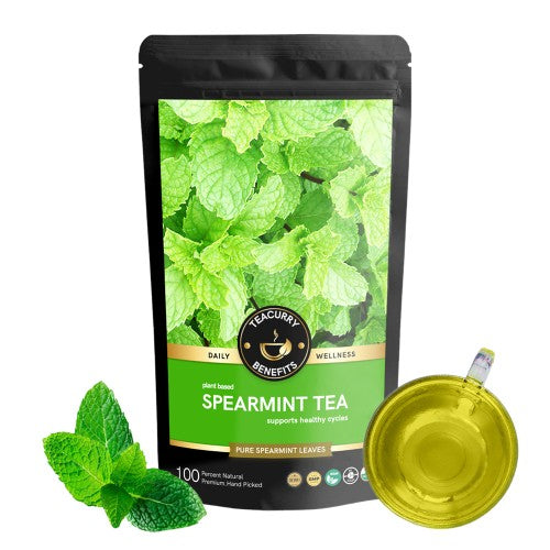 Teacurry Spearmint Leaf Tea Pouch - spearmint tea for facial hair - 