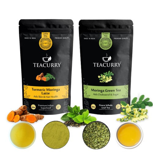 Moringa Tea Combo - Moringa Green Tea (50 Grams) and Turmeric Moringa Latte (50 Grams)