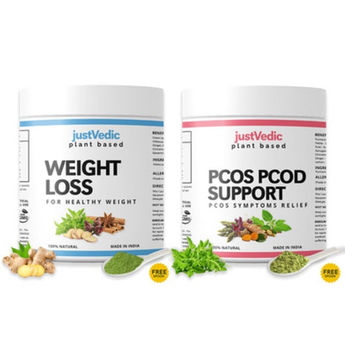 Justvedic PCOS-PCOD Weight Loss Drink Mix Combo Jar - weight loss powder - fat burn powder - best shake for weight loss -